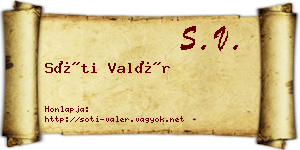 Sóti Valér névjegykártya